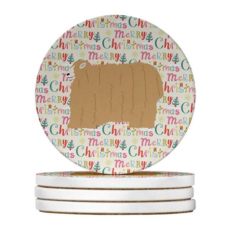 

Carolines Treasures WDK2816RCS4 4 x 4 in. Unisex Lincoln Longwool Sheep Christmas Large Sandstone Coasters - Pack of 4