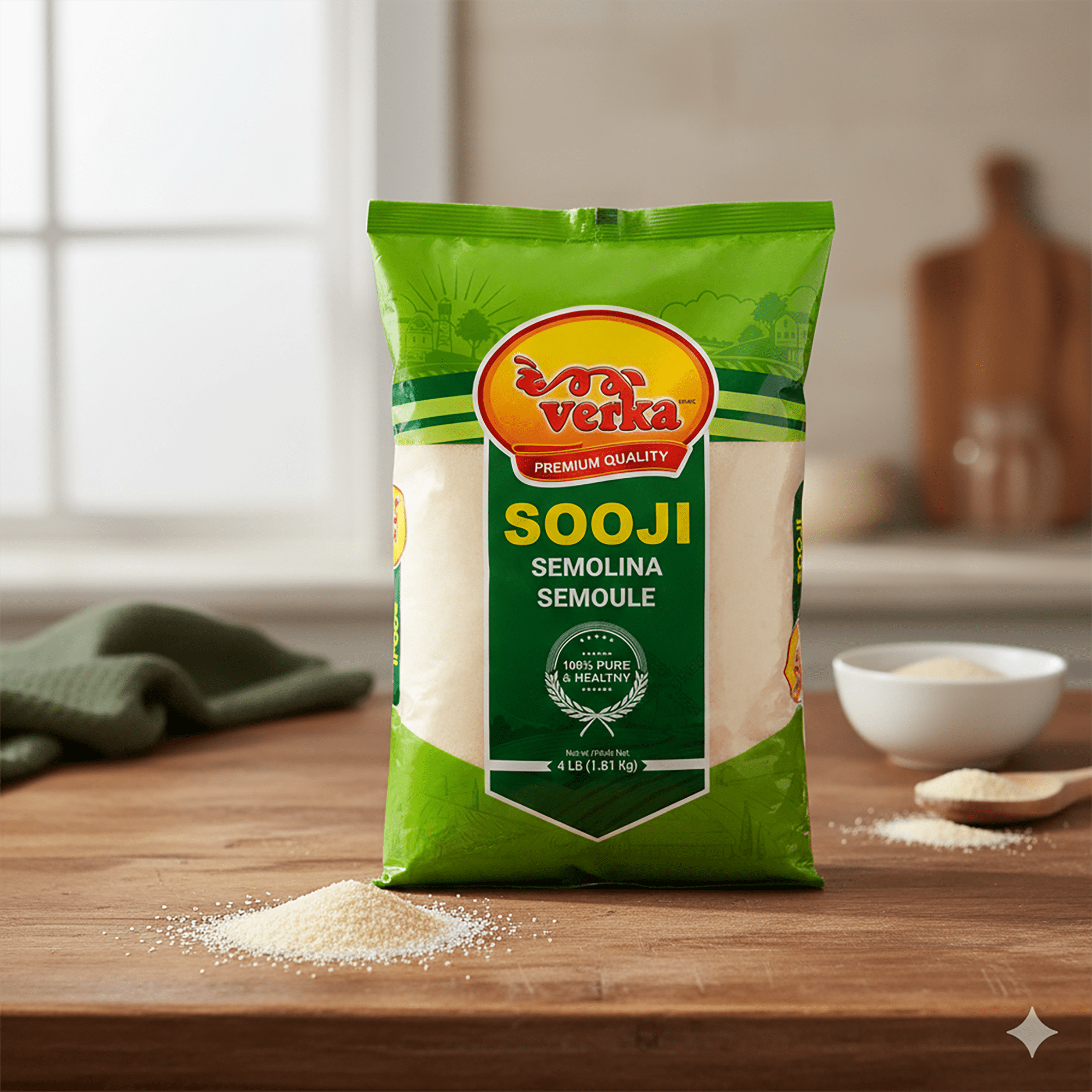 Verka Coarse Semolina (Sooji) Flour, 4lbs