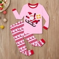 thumbnail image 2 of Bjutir Christmas Pajamas Set For Girls Santa Claus Print Crewneck Tops And Pants Pjs Set Cozy Bedtime Wear Long Sleeve Outfits Size 2-10 Years, Pink, 2 of 4