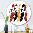 thumbnail image 2 of Designart 'Beautiful Red Black and Yellow Dancers Afro American Silhouettes' Modern Circle Metal Wall Art 23x23 - Disc of 23, 2 of 5