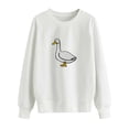 thumbnail image 2 of TANGNADE Women Outerwear Sweatshirt Goose Print Pattern Fashionable Casual Round Neck Sweater Loose Fitting Pullover for Women Goose Womens Sweater White M, 2 of 3