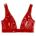 thumbnail image 5 of Alvivi Women's Wet Look Pu Leather Bra Top Plunging Tank Crop Top Vest Bustier Rave Dance Bra Red XL, 5 of 6
