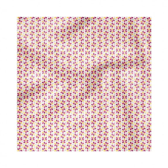 Abstract Decorative Satin Napkins Set of 4, Repetitive Colorful Flowers Origami Illustration on Pastel Background, Square Fabric Party & Dinner Napkin, 12", Ivory and Multicolor, by Ambesonne