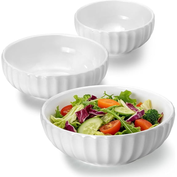 Salad Bowls, Ceramic Mixing Bowl Set for Fruit, Cooking Baking and serving,Microwavable and Oven Safe, 10/8/6 inch