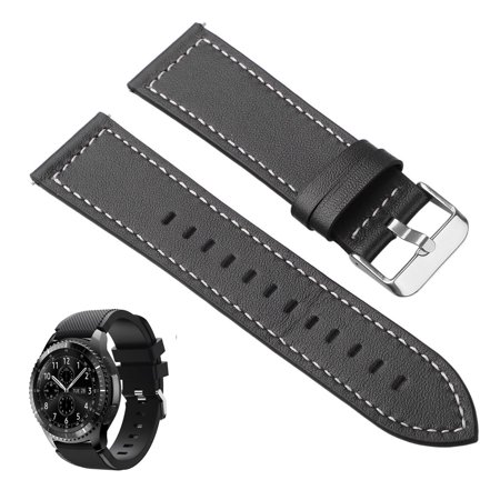 Rawhyde Frontier Leather - Metal Magnetic Luxury Wristband,Genuine Leather Watch Replacement Bands for Samsung Gear S3 Frontier Smartwatch Classic,22mm Stainless Steel Breathable Bracelet Time