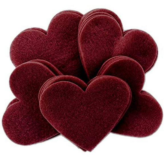 Playfully Ever After 3 Inch 28pc Felt Hearts (Dark Cardinal Red)