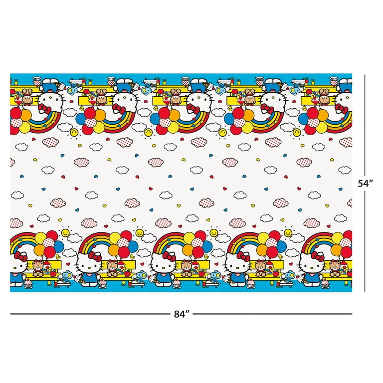 Hello Kitty Rectangular Plastic Table Cover 54 x 84 Custom Artwork