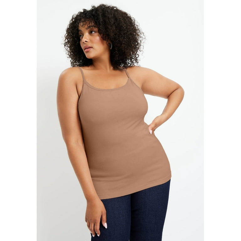 COMFREE Women's Cami Shaper Plus Size with Built in Bra Camisole Tummy  Control Tank Top Undershirt Shapewear 