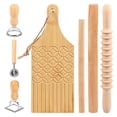 thumbnail image 1 of Wooden Pasta Making Tools Set Gnocchi Board Ravioli Stamp Spiral Rolling Pin Kitchen Dough Cooking Kit 7 Pcs (brown ), 1 of 9