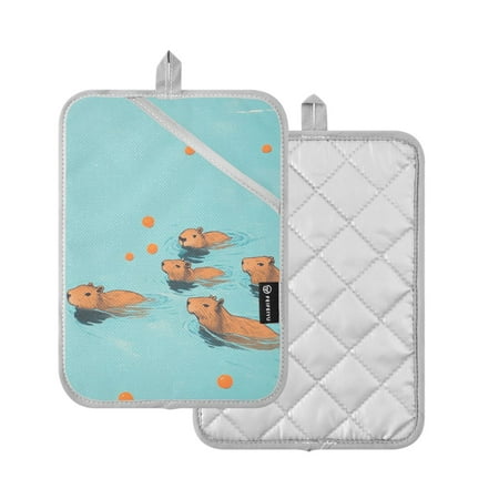 

Yayeee Pot Holders for Kitchen Heat Resistant with Pocket 7 x9.8 Quilted Oven Pads Capybara Splash