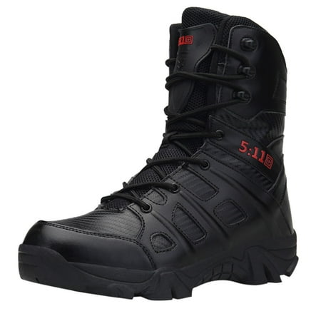 

Povozer Men s Tactical Boots Lightweight Combat Boots Durable Suede Leather Military Work Boots Desert Boots(Black 9.5)