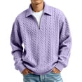 thumbnail image 2 of Fashion Sweatshirts for Men Quarter Zipper Sweatshirt No Hood Man Gym 1/4 Zip Long Sleeve Fall Polo Sweaters Light Purple M, 2 of 5