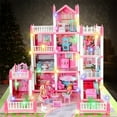 thumbnail image 5 of Cute LED Light Doll House for Girls,4-Story 11 Rooms Dollhouse with 4 Dolls Figure, Puppies,Furnitures, Accessories,  Toddler Playhouse Gift for for 3-10+ Year Old, 5 of 11
