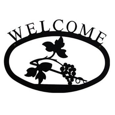 Village Wrought Iron WEL-157-S Small Welcome Sign-Plaque - (Best Winery In Grapevine)