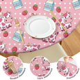 thumbnail image 4 of Pink Cow Milk Strawberry Pattern Round Fitted Tablecloth with Elastic Edge,Dining Table Cover Waterproof,Outdoor Round Tablecloth for Camping,Dining,Indoor and Outdoor, 4 of 7
