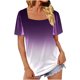 thumbnail image 1 of Mujeres Casual cuello cuadrado manga corta Puff Color sólido pulóver blusa camiseta Tops ajuste holgado Pompotops  hfajkhk132983, 1 of 7