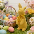 thumbnail image 2 of Easter Bunny Decorations Flocking Bunny Statue Miniature Rabbit Figurine Housewarming Gift Rabbit Desktop Ornament For Easter Home Desktop Table Decor - Yellow 8.5"X3.5"X3.1", 2 of 6
