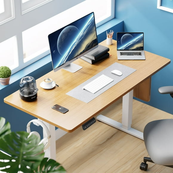 Electric Standing Desk Height Adjustable 40x24 Inch Stand Up Sit Stand Computer Workstation Ergonomic Work Table Oak
