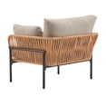 thumbnail image 3 of 36" Beige and Light Wood-Tone Rope Iron Lounge Chair with Cushions, Perfect for Natural and Modern Spaces, 3 of 6