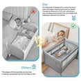 thumbnail image 4 of Baby Bassinet Beside Crib, One-Hand Setup 4 in 1 Foldable Large Baby Playard with Diaper Changing Table, Height Adjustable for One Rail, 4 of 10