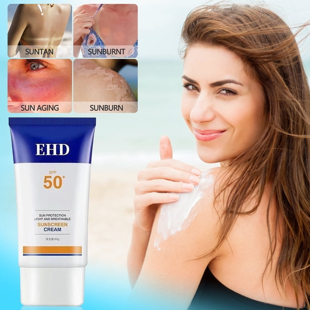 SPF 50+ PA++++ Crema de protección solar de amplio espectro, 60 g de protección diaria para el rostro y el cuerpo, fórmula no grasa para todo tipo de pieles, resistente al sudor para actividades al