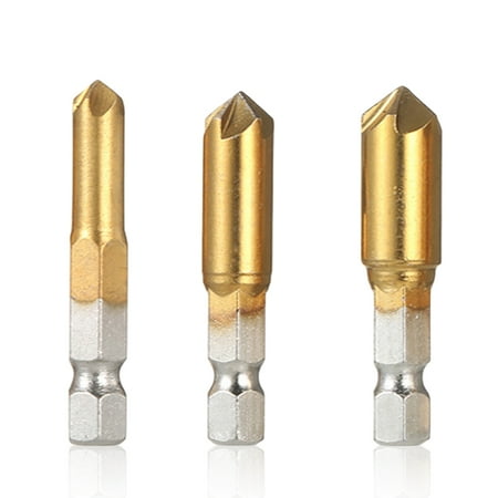 

EOTIA Pack of 3 Countersink Drill Bits 1/4 Inch Shank Woodworking Angle Point Drilling Hole Puncher Replacement Deburr Hand