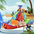 thumbnail image 2 of Topbuy Pirate-Themed Inflatable Kids Water Slide w/ Splash Pool & Climb Wall Indoor Outdoor Water Jumping Castle (without Blower), 2 of 10