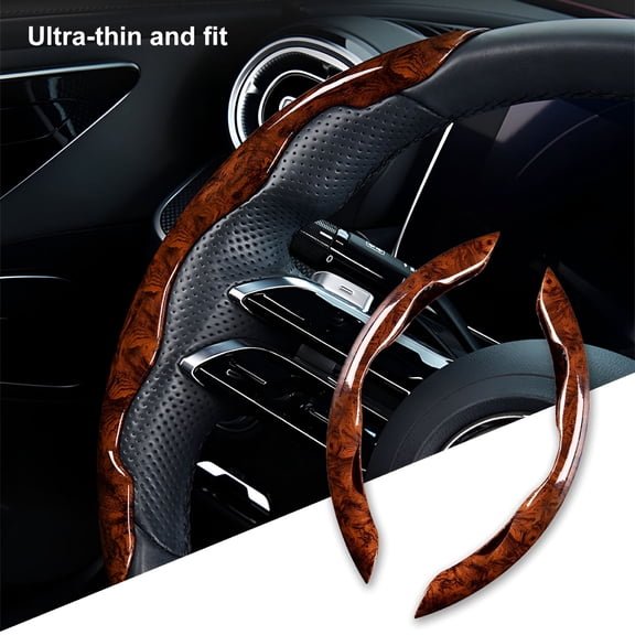 MELIVO 1 Pair Car Steering Wheel Cover Super-thin Peach Wood Grain Segmented Universal Anti-slip Auto Steering Wheel Protector Car Interior Accessories