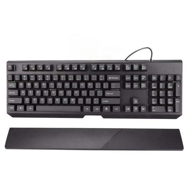 Clavier Illuminé, Rétroéclairage Coloré 104 Touches Caractères Clairs Bonne Résilience Clavier Filaire RGB avec Repose-Poignet pour Maison pour Bureau Noir, Blanc