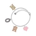 thumbnail image 1 of Delight Jewelry Silvertone Heartbeat on Pink Heart Multi-Colored Crystal Mom Charm Bracelet, 1 of 1
