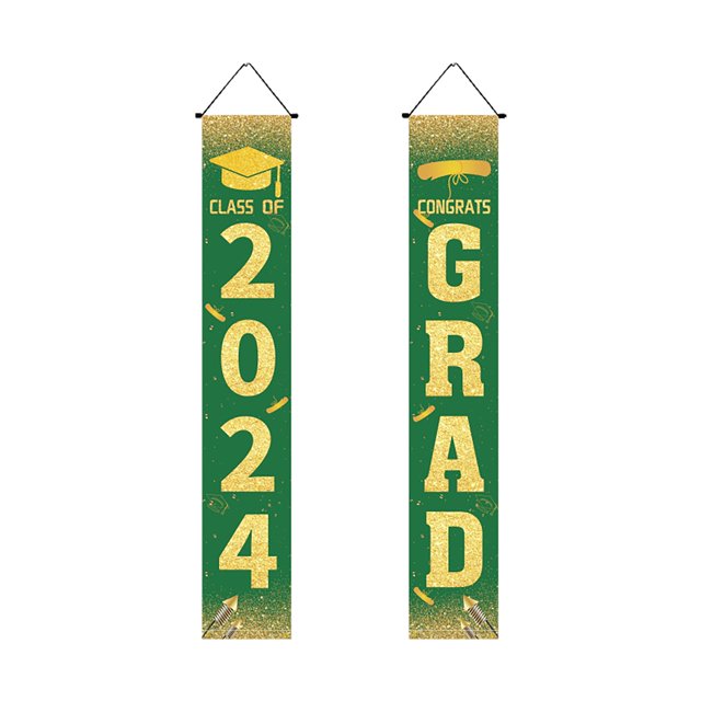 Under 10 Event & Party Graduation Decorations 2024 GRAD Banner Blue Porch Door Sign Welcome Banner for Indoor Outdoor Wall Indoor Outdoor Graduation Decorations Class of 2024