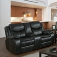 thumbnail image 1 of Furniture of America Faux Leather Judson Loveseat with Console , Black, 1 of 8