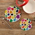 thumbnail image 2 of Coolnut Cow Spots Pot Holder Set of 2, Heat Resistant Wear-Resistant and Non-Slip Stylish Round Pot Holder for Daily Kitchen, Dining Table, Office, Cafe, Restaurant, BBQ Home Decor Gifts, 2 of 6