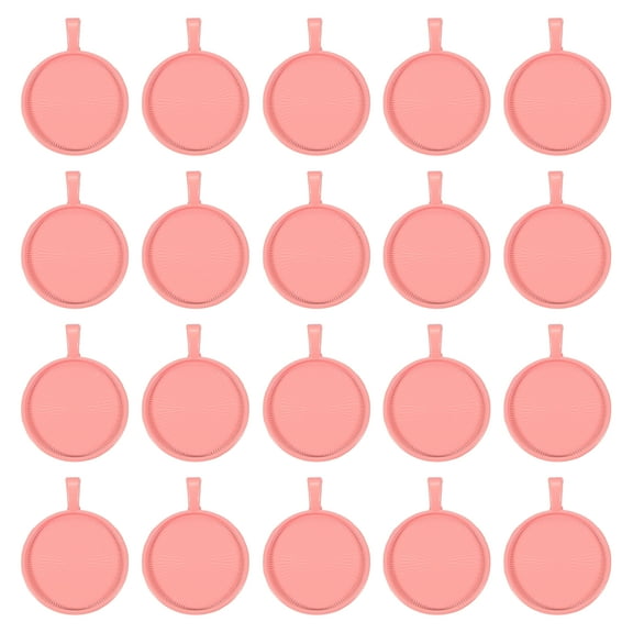 Uxcell 20 Pcs Round Pendant Trays Kit, 25mm Alloy Blank Bezel Pendant Base Flat Connector Settings for Photo Charm Jewelry Making DIY Crafts, Light Pink