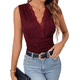 thumbnail image 3 of Body de Encaje Transparente para Mujer, Sin Mangas, con Escote en V Profundo Vino Tinto S, 3 of 7