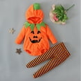 thumbnail image 6 of Caqnni Toddler Girl Boy Halloween Pumpkin Outfit Long Sleeve Sweatshirt Top Charm Pants Set Halloween Outfit (0-6 Months,Orange), 6 of 9