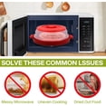 thumbnail image 2 of Microwave Food Splatter Cover & Base Mat,10.5 Inch Large Plastic & Silicone Vented Collapsible Guard Lid, Plate Holder & Kitchen Colander for Meal (Red), 2 of 14