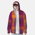 thumbnail image 4 of Goofa Purple Yellow Buffalo Plaid Printed Women's UPF 50+ Sun Protection Hoodie Jacket Lightweight Long Sleeve Sun Shirt for Women with Pocket Hiking Outdoor-Small, 4 of 9