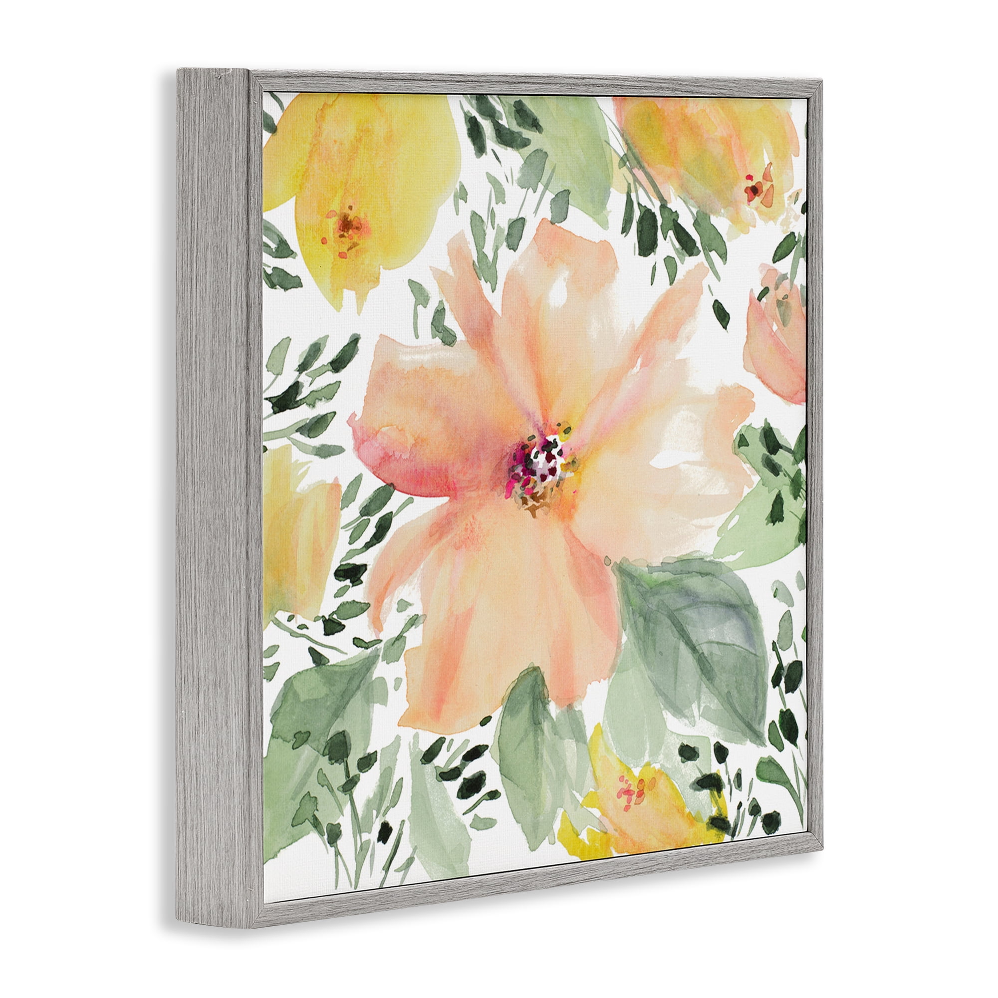 Stupell Industries Birds Eye Flowers Botanical & Floral Painting Gray Framed Art Print Wall Art, 24 x 24