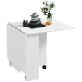 thumbnail image 1 of HOMCOM Table à Manger Pliable avec Étagères de Rangement, Abattants et Roues, Blanc, 1 of 10