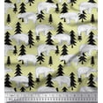 thumbnail image 1 of Soimoi Beige Japan Crepe Satin Fabric Bear Tree Fabric Prints By Yard 44 Inch Wide, 1 of 3