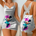 thumbnail image 4 of Vestido de encaje de superficie de satén para mujer, falda de pijama de Mickey, Minnie Mouse, nudo de lazo, moda de verano, 2024, 4 of 5