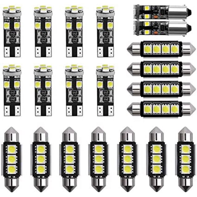 Bombillas LED 6000-8000K 12V Bombillas blancas Mini bombillas interiores Kit de luz de matrícula de coche 21 piezas