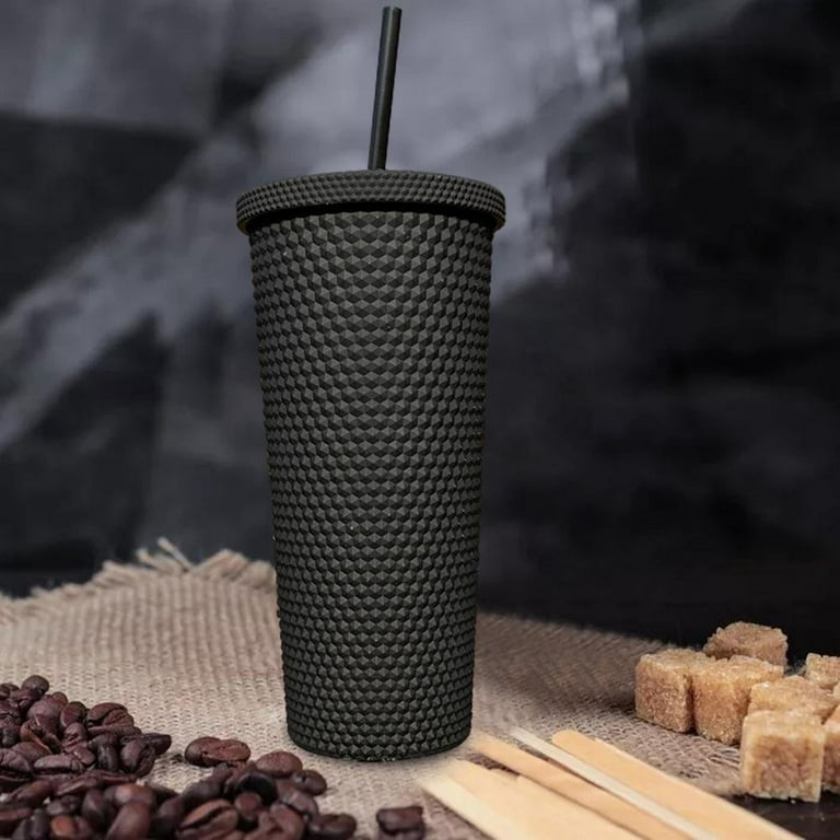 Hogg 24oz Studded Tumbler with Lid and Straw, DIY, Customizable with Bling or Glitter, Reusable Textured Venti Cup, Double Wa