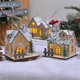 thumbnail image 3 of Lighted Christmas Village Houses, Wooden Dhristmas Town Village Collection Christmas Village with Bottom Switch Christmas Houses Village Sets for Christmas Tabletop Decor, 3 of 4