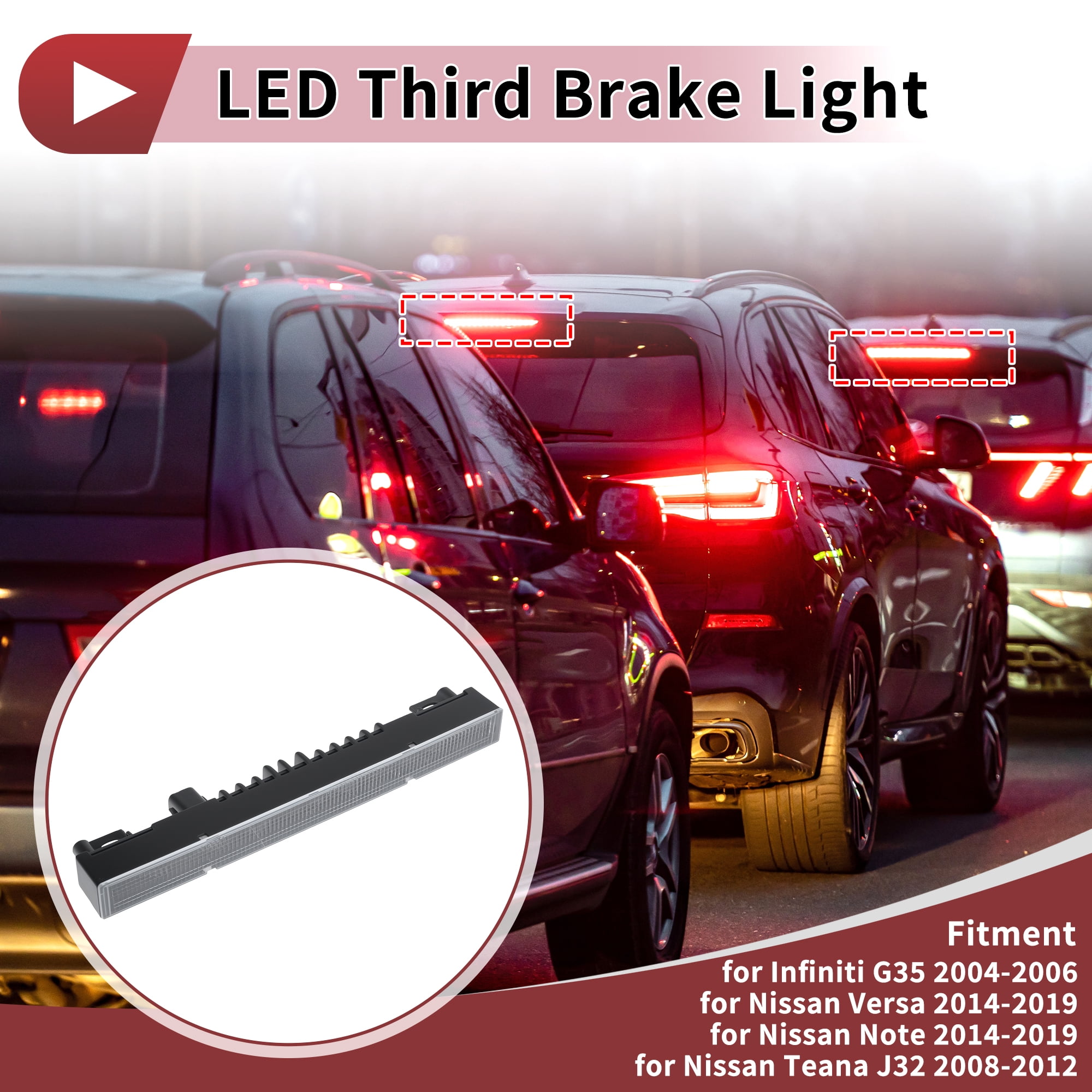 Unique Bargains LED Third Brake Light Black ["for Nissan Note 2014-2019 26590-AC50A"]