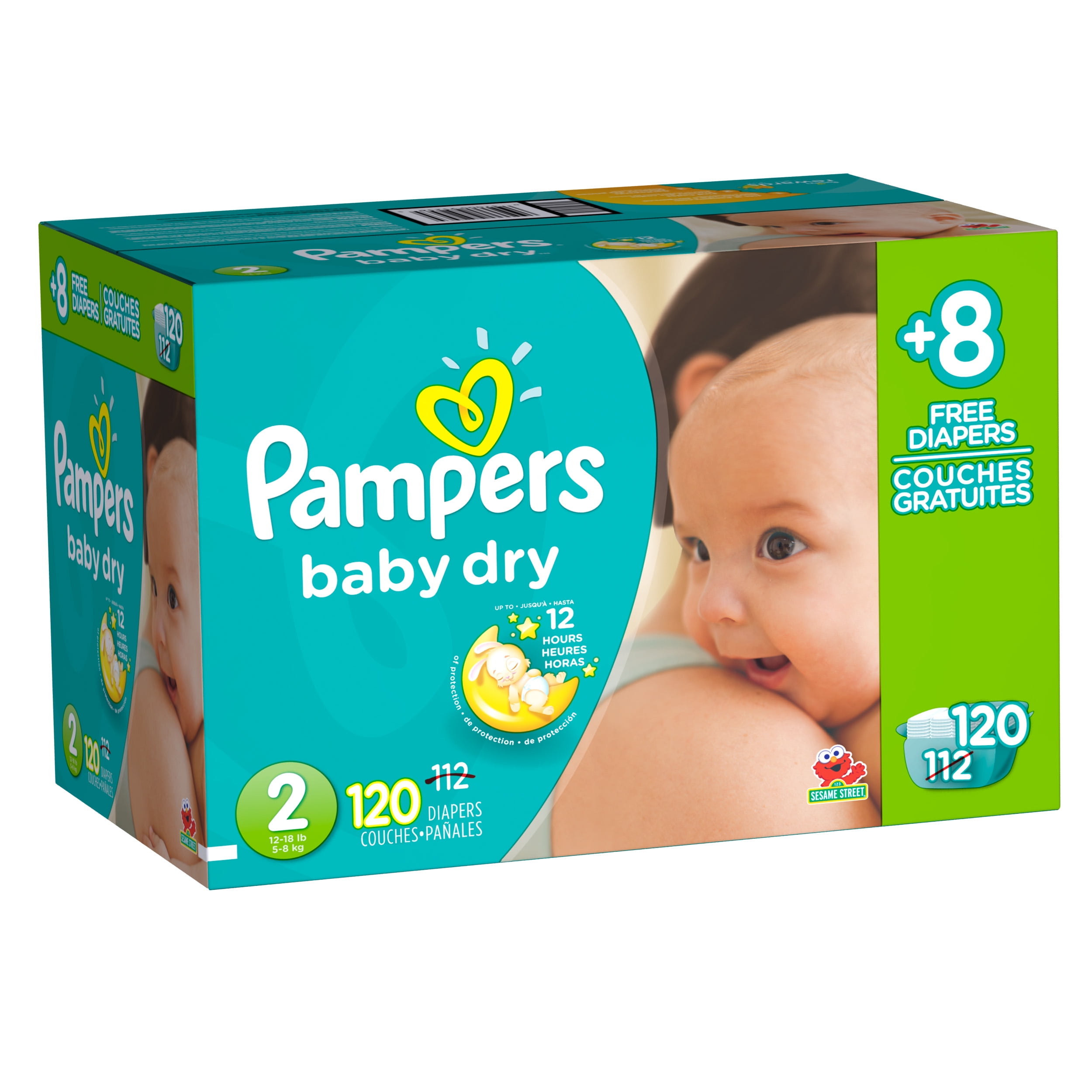 Pampers Baby Dry Diapers Size 2 Bonus Pack 120 Count