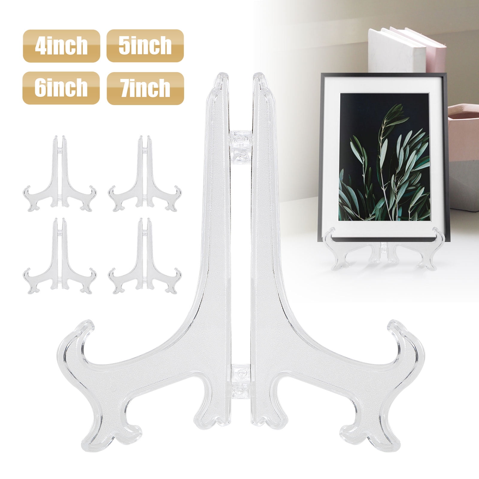 5pack Clear Plastic Easel Plate Stands for Display Pictures, Plates