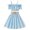 Blue, variant on lnmuld Girls Solid Color 2-Piece off-Shoulder Crop Top & Skirt Set with Belt, Summer Outfit Color:Green,Size:11-12 Years