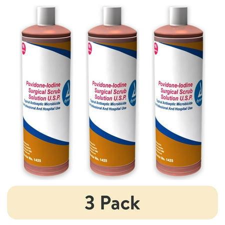 (3 pack) Dynarex Surgical Scrub 16 Ounce Bottle 7.5% Strength Povidone-Iodine, 1425 - SOLD BY: PACK OF ONE